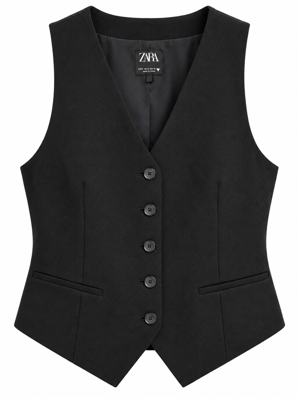 ZARA Black Tailored Button Vest